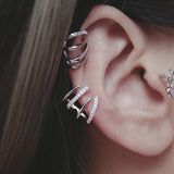 925 Silver Zircon Lines C Hoop Earrings