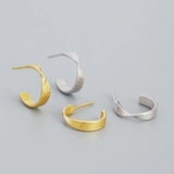925 Silver Zircon Lines C Hoop Earrings