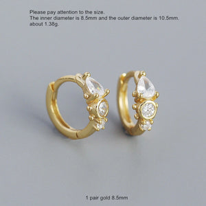 925 Silver Zircon Sun Flower Earring Geometric Style Drop Ear Bone