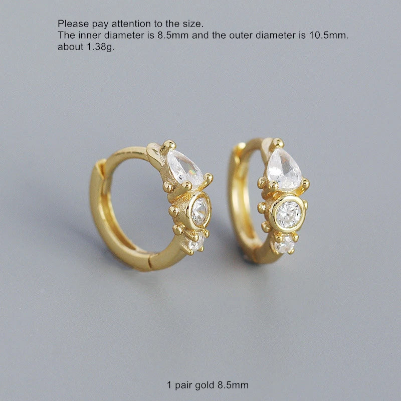925 Silver Zircon Sun Flower Earring Geometric Style Drop Ear Bone