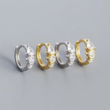 925 Silver Zircon Sun Flower Earring Geometric Style Drop Ear Bone
