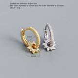 925 Silver Zircon Sun Flower Earring Geometric Style Drop Ear Bone