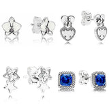 925 Silver Love Locks White&Purple Orchid Earrings