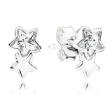 925 Silver Love Locks White&Purple Orchid Earrings