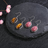 925 Silver Earrings 10*14MM Oval Tiger Eye Pendant Jewelry