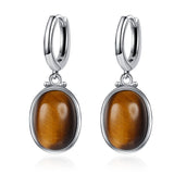 925 Silver Earrings 10*14MM Oval Tiger Eye Pendant Jewelry