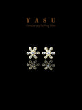925 Silver Flower Ear Studs 14K Plated Crystal Wedding Jewelry Accessories