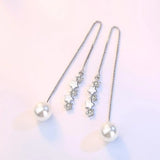 925 Silver Star Zirconia Pearl Tassel Earrings Ear Line pendientes brincos