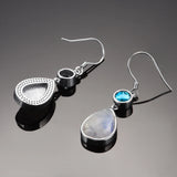 925 Silver Moonstone Zircon Earrings Wedding Jewelry