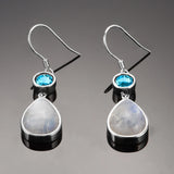 925 Silver Moonstone Zircon Earrings Wedding Jewelry