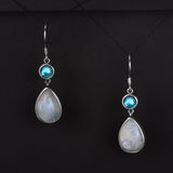 925 Silver Moonstone Zircon Earrings Wedding Jewelry