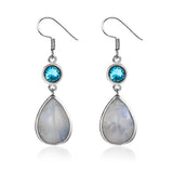 925 Silver Moonstone Zircon Earrings Wedding Jewelry
