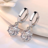 925 Silver Square Zircon Earrings Women Charm Jewelry