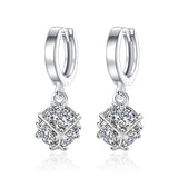 925 Silver Square Zircon Earrings Women Charm Jewelry