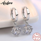 925 Silver Square Zircon Earrings Women Charm Jewelry