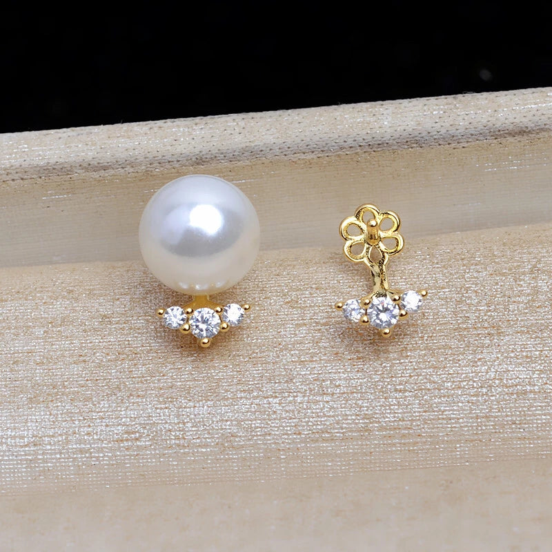 925 Sterling Silver Earrings Base for 8-10mm Pearls
