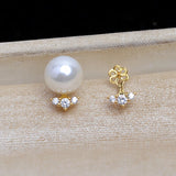 925 Sterling Silver Earrings Base for 8-10mm Pearls