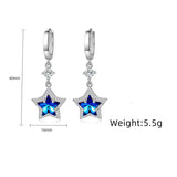 925 Silver Crystal Zircon Pentagram Earrings Women's Jewelry