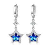 925 Silver Crystal Zircon Pentagram Earrings Women's Jewelry