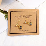 925 Silver CZ Turkey Evil Eye Stud Earrings Rose Jewelry