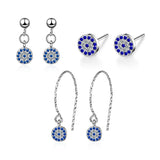 925 Silver CZ Turkey Evil Eye Stud Earrings Rose Jewelry
