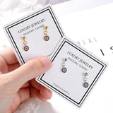 925 Silver CZ Turkey Evil Eye Stud Earrings Rose Jewelry