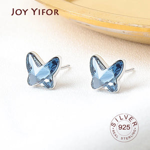 925 Sterling Silver Butterfly Stone Earrings Vintage Retro Party Jewelry