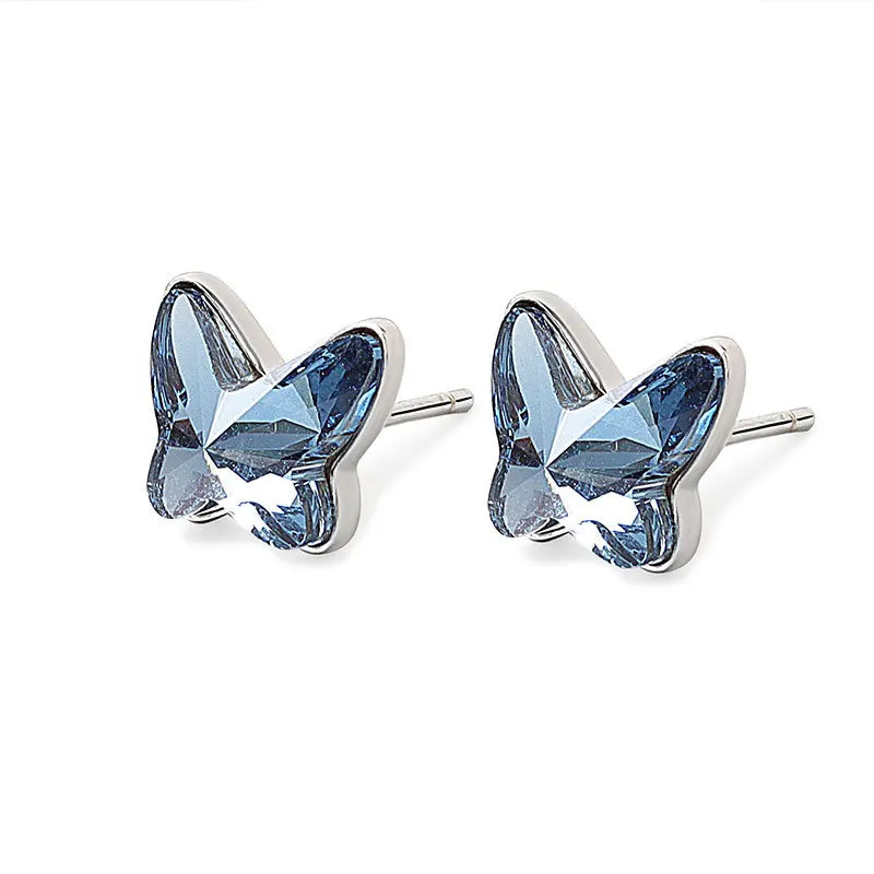 925 Sterling Silver Butterfly Stone Earrings Vintage Retro Party Jewelry