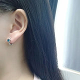 925 Silver Stones Stars Earrings Vintage Retro Party Accessory