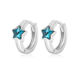 925 Silver Stones Stars Earrings Vintage Retro Party Accessory