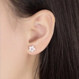 925 Sterling Silver Cherry Blossom Pink Zirconia Ear Studs