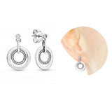 925 Silver Earrings Heart Feather Moon Drop Earrings
