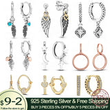 925 Silver Circular Heart Feather Flower Moon Earrings