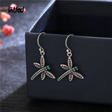 925 Silver Dragonfly Drop Earrings for Women Party Ear Jewelry