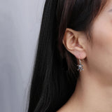 925 Silver Turtle Zircon Earrings Colorful Animal Drop Jewelry