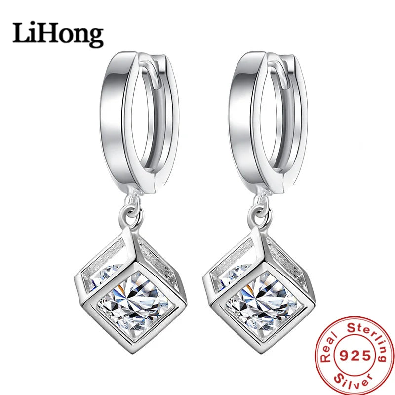 925 Silver CZ Earrings, Engagement Jewelry Women