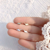 925 Silver Panda Bee Daisy Earrings Asymmetrical Star Moon Dinosaur Jewelry