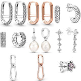 925 Silver Earrings DIY Rose Freshwater Cultured Baroque Pearl Hoop Earrings