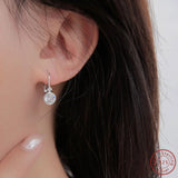 925 Silver Round Zircon Earrings Women's Jewelry Gift