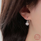 925 Silver Round Zircon Earrings Women's Jewelry Gift