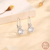 925 Silver Round Zircon Earrings Women's Jewelry Gift