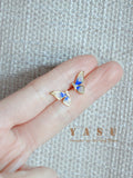 925 Sterling Silver Enamel Butterfly Wing Ear Studs 14k Plated Jewelry