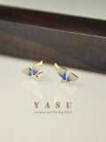 925 Sterling Silver Enamel Butterfly Wing Ear Studs 14k Plated Jewelry