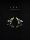 925 Sterling Silver Enamel Butterfly Wing Ear Studs 14k Plated Jewelry