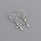 925 Silver Cross Earrings Unisex Jewelry