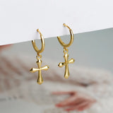 925 Silver Cross Earrings Unisex Jewelry