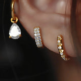 925 Silver Double Row Zircon Ear Ring Wild Female Jewelry
