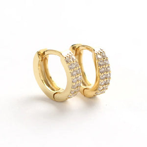 925 Silver Double Row Zircon Ear Ring Wild Female Jewelry