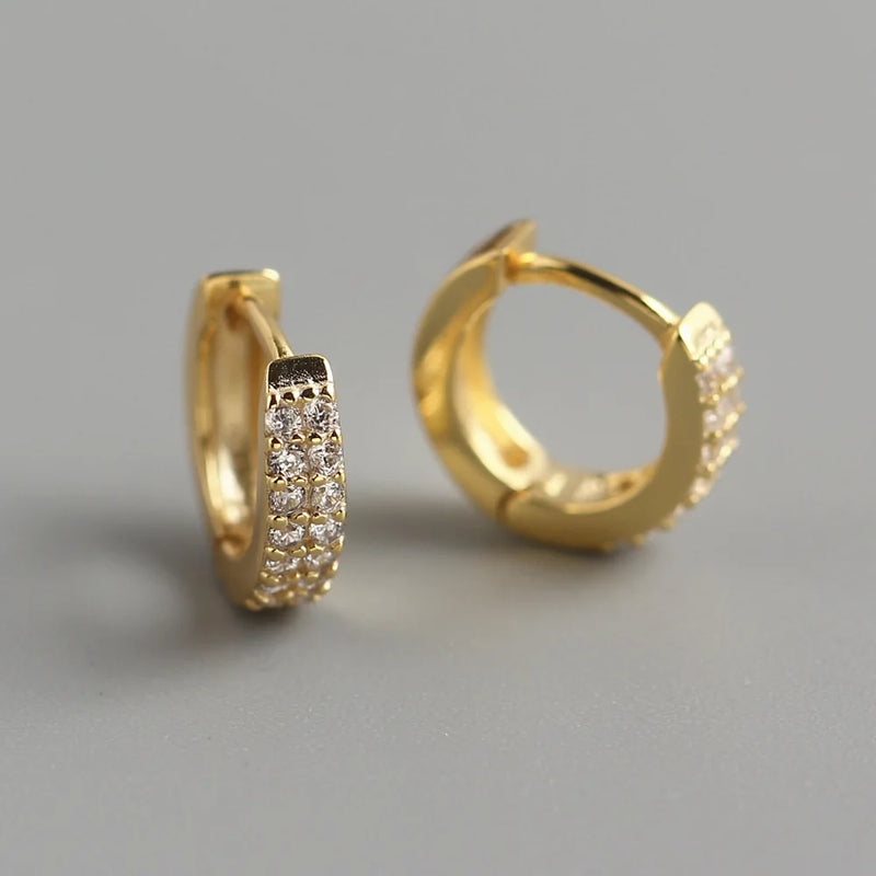 925 Silver Double Row Zircon Ear Ring Wild Female Jewelry