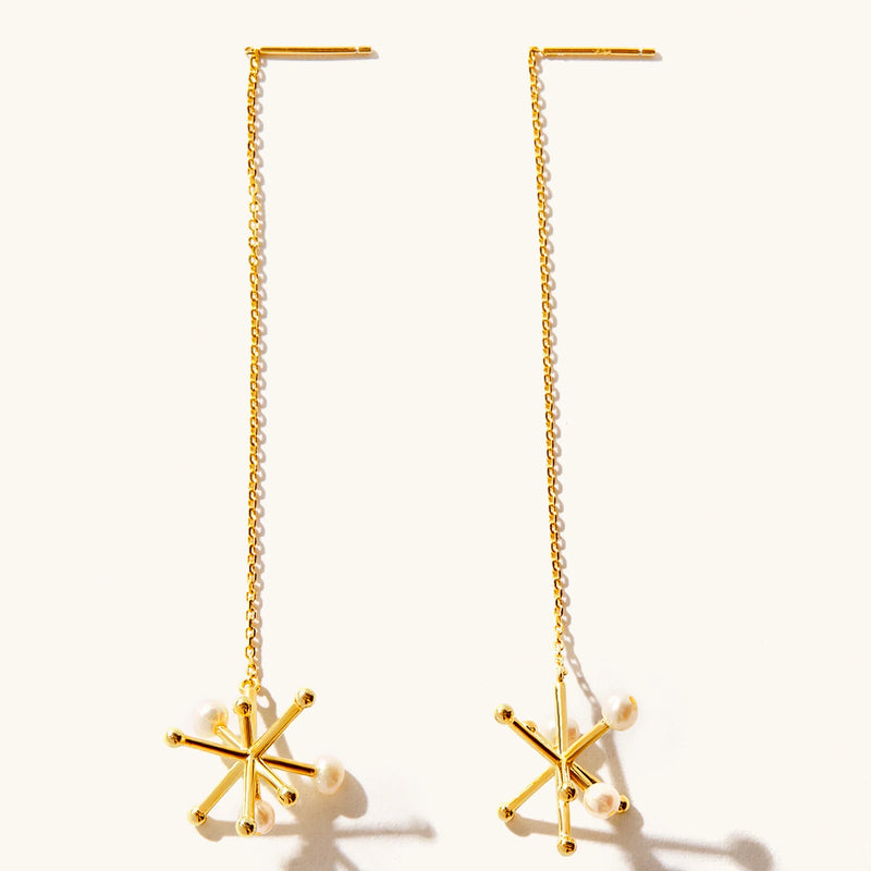 925 Silver Flower Cluster Pearl Drop Earrings